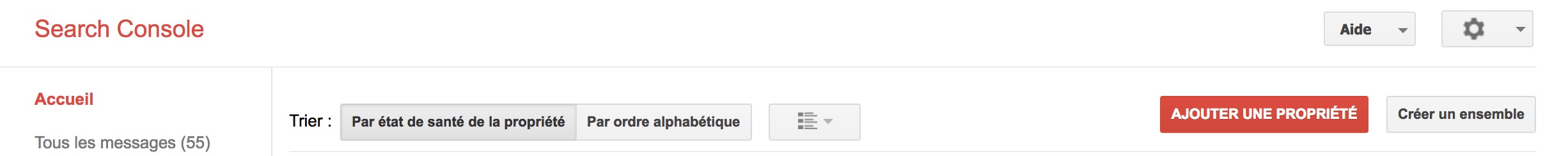 Créer la propriété Google Webmaster Tools
