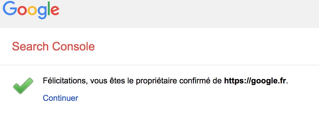 Validation de la propriété réussie