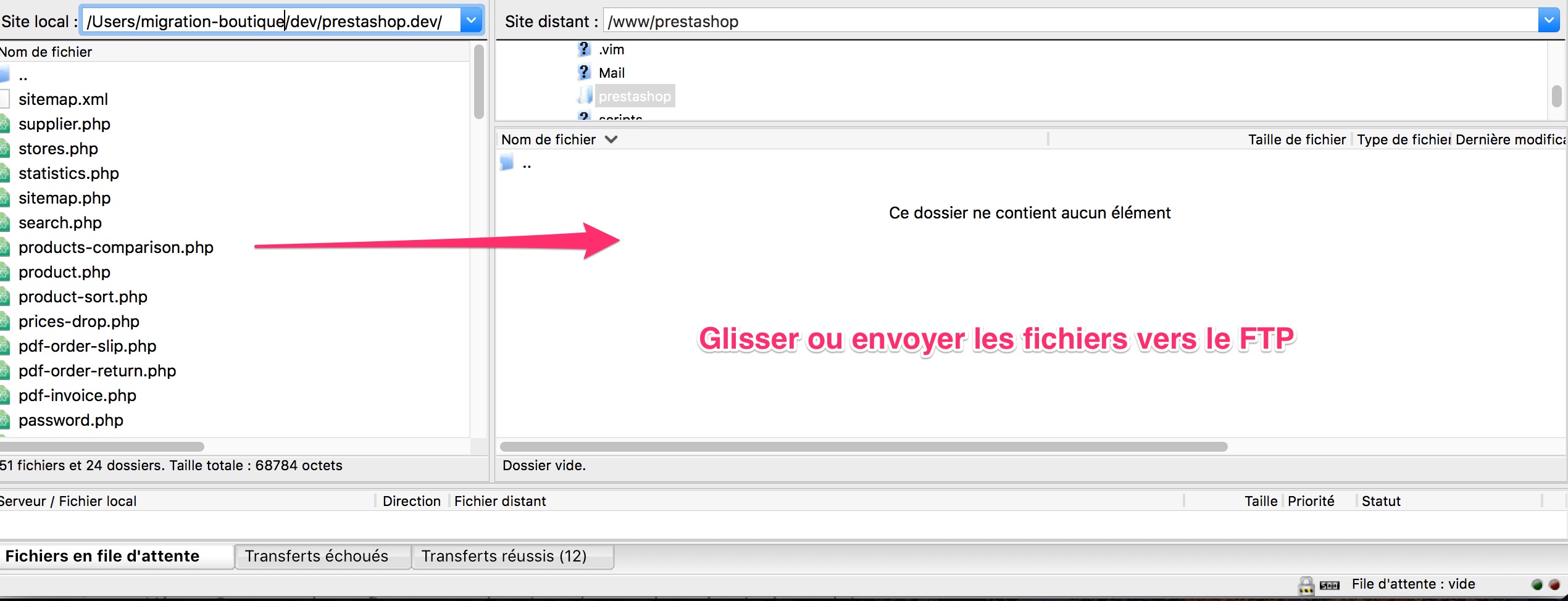 Envoyer fichiers Prestashop via FTP