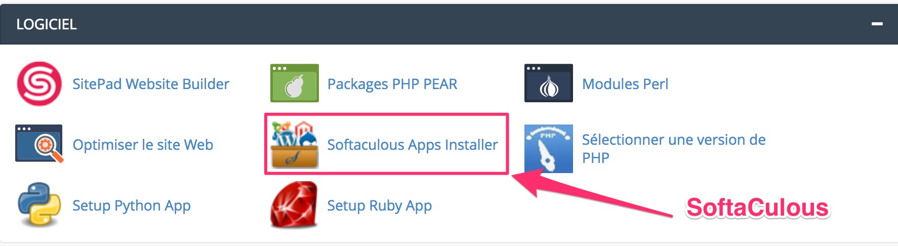 Softaculous pour installer Prestashop