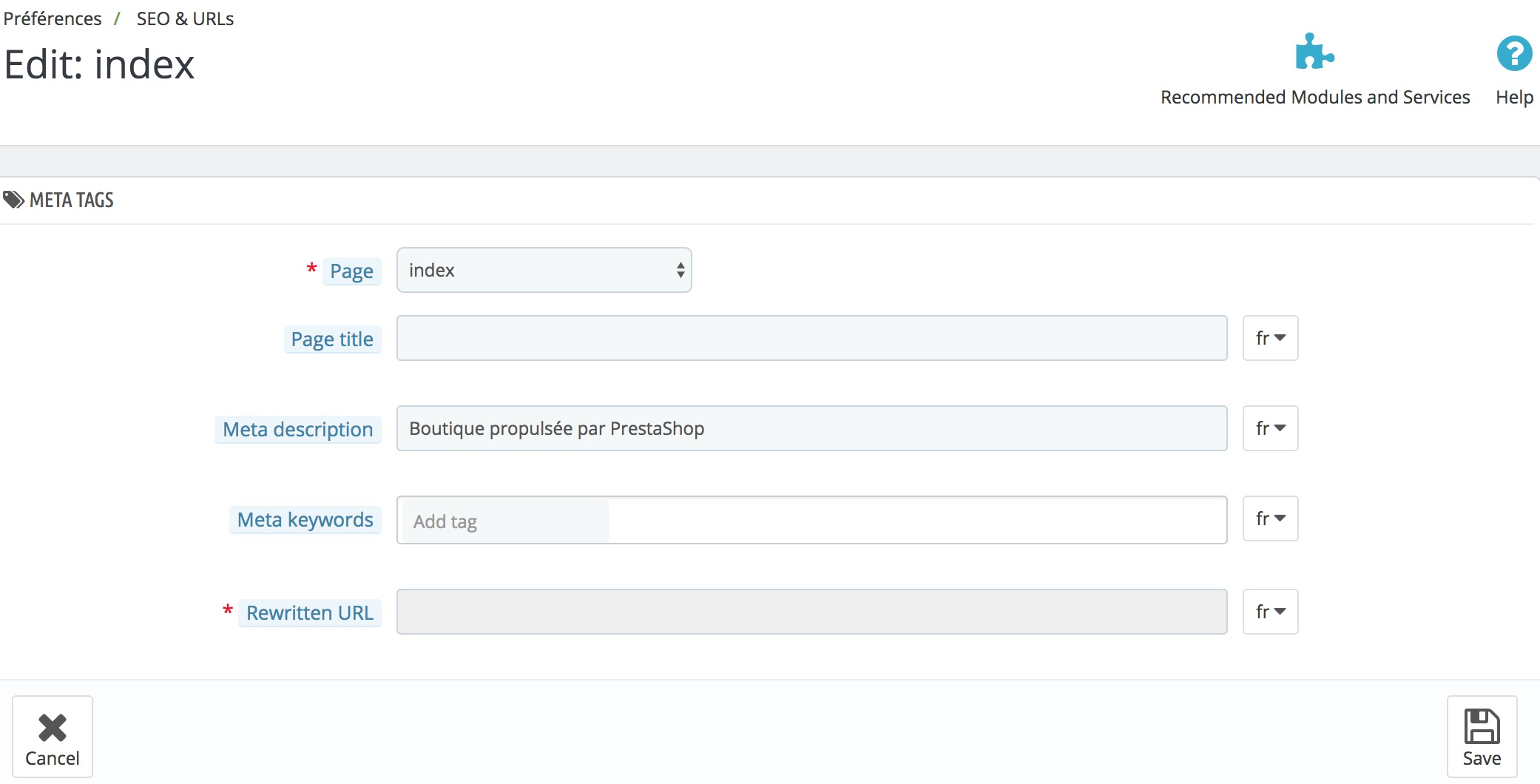 Améliorer le référencement des pages prestashop